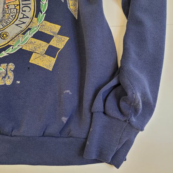 Vintage Michigan University Sweatshirt Blue 50/50 Delta Made in USA Well Worn L - Picture 4 of 10